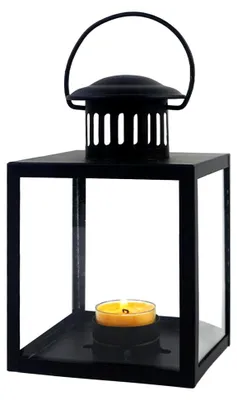 Produktbild von Schwarze Laterne für Kerzen Deko: Metalllaterne für den Außenbereich, wetterfest, Kerzenhalter für Garten und Innenräume