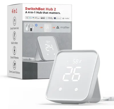 Produktbild von SwitchBot Hub 2, WiFi -Thermometer -Hygrometer, Smart IR -Fernbedienung, Klimaanlageverbindungen (unterstützt 2,4 GHz), kompatible Alexa, Google