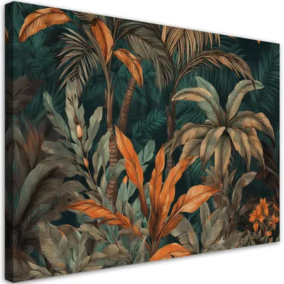 Produktbild von Leinwandbild Palmen in Dschungellandschaft 90x60 Feeby Grün bild für die wand bereit zum aufhängen