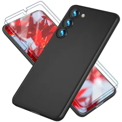 Immagine prodotto di Custodia per cellulare opaca sottile 0,3 mm per Samsung Galaxy S23 Plus, 2x display in vetro nero