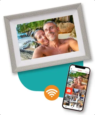 Produktbild von Digitaler Bilderrahmen in Silber mit WiFi und App - digitaler Fotorahmen 10 Zoll HD+ IPS Display - Schwarz - Micro SD - Touchscreen