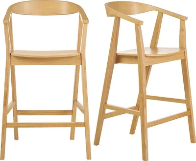 Produktbild von Miliboo - Skandinavische Barhocker aus hellem Holz (2er-Set) BAHIA
