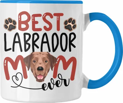 Produktbild von Trendation - Labrador Mom Besitzerin Tasse Geschenk Lustiger Spruch Geschenkidee Besitzerin Labrador Mama (Blau)