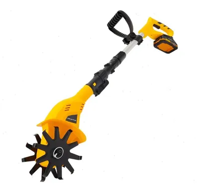 Image de Motoculteur électrique - Motoculteur sans fil 20 V - Poignée réglable - Interrupteur de sécurité - 250 tr/min - Autonomie de 40 min - Temps de charge : 1 à 3 h - Jaune et noir