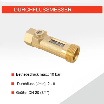 Zdjęcie produktu dla Regulator przepływu, mosiądz, DN 20 (3/4"), przepływ 2–8 l/min, ciśnienie znamionowe 10 bar, zakres temperatur od -20°C do +110°C