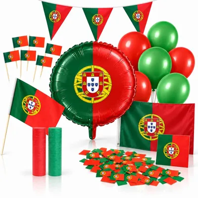 Produktbild von Portugal Party Deko Set 252 tlg. Partyset Partydeko Fussball WM EM