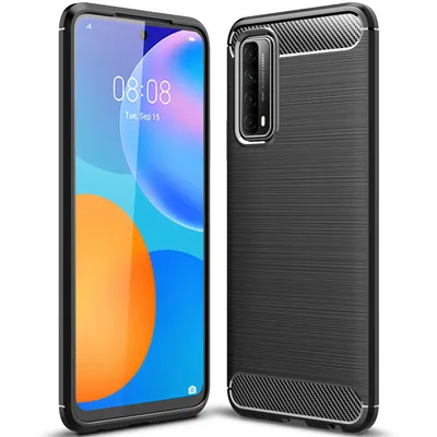 Immagine prodotto di Custodia per Huawei P Smart 2021, fibra di carbonio, TPU silicone antiurto custodia protettiva nera