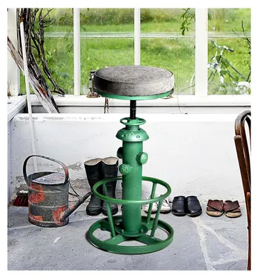 Produktbild von Antike industrielle Barhocker, rund, höhenverstellbar, Vintage-Stil, Feuerhydrant-Design, für Kneipe, Küche, Barhocker (antikgrün, Kunstleder-Oberfläche)