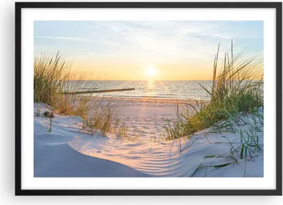 Produktbild von Gerahmtes Poster - Schwarzer Rahmen - Düne Strand Meer - 70x50 cm - Wand Bild - Wanddeko - Wandbilder - Kunstposter - Wandposter - Bilderrahmen - Bilder - Kunstdruck - Wandbild - P2BAA70x50-3989