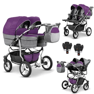 Produktbild von Zwillingskinderwagen 5 in 1 Twin Star inkl. Autositze und Iso Bases - 14 Teile - in 16 Farben