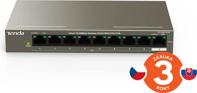 Immagine prodotto di Tenda Switch  9-Port FE TEF1109P-8-63W          58W (8x PoE)