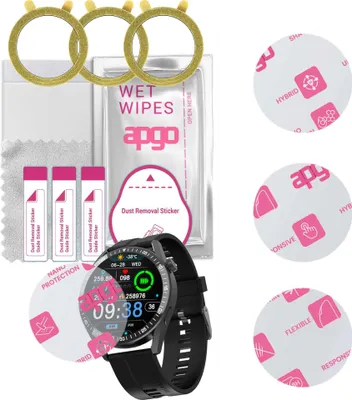 Produktbild von apgo 3 Stück Schutzglas, klar, kompatibel mit Tracer SM8V Onyx Smartwatch, Hybrid 8H, Ersatz für Hartglas, Displayschutzglas, Bildschirmschutz, Displayschutz, kratzfest