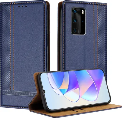 Produktbild von Handyhülle für Huawei P40 Pro Leder Flip Klappbare Schutzhülle mit Standfunktion Blau