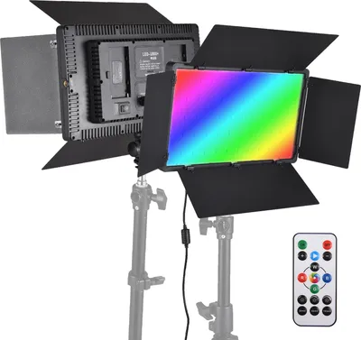 Produktbild von Zweifarbiges RGB-Fotolicht, 50 W, LED-Lichtpaneel, 700 LED-Perlen, 3200 KšC5600 K, dimmbar, DC/NP-Serie, batteriebetrieben, mit Metall-Fernbedienung fuer Fluegeltueren