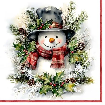 Produktbild von 20 Servietten Snögubbe - Schneemann zwischen Zweige 33x33cm