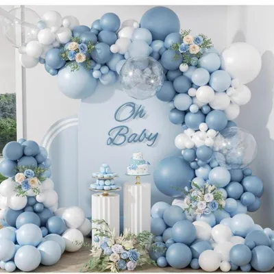 Immagine prodotto di Ghirlande di palloncini blu e bianchi, confezione da 108 pezzi, ideali per feste di nascita, compleanni e matrimoni
