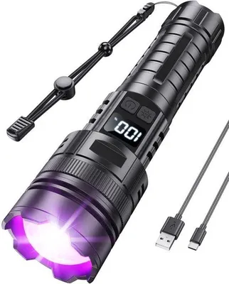 Productafbeelding van 365nm UV-zaklamp, oplaadbaar, uv-lamp met ledlicht, 2-in-1