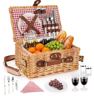 Immagine prodotto di Solidchoice - Cesto da picnic in vimini con compartimento isolante