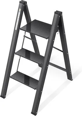 Produktbild von Aluminium-Huishoudtrapje mit Anti-Slip, 3 Stufen, Klappbar, Sicherheitstreppe mit Handrail