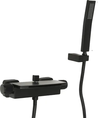 Produktbild von Badewannenarmatur, Wandmontage, Handbrause, schwarz
