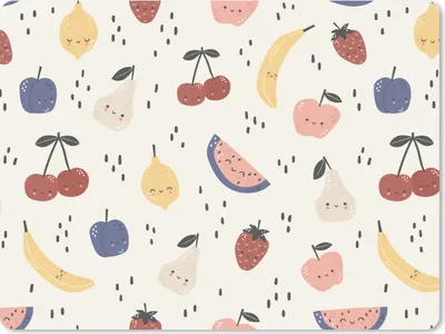 Produktbild von MuchoWow® Mauspad Mousepad Design - Obst - Kawaii - Muster 23x19 cm - Mousepads - Maus Mat - Pad - Mausunterlage - Schreibtischunterlage - Mauspad