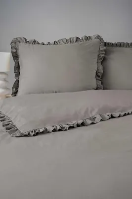 Obrázek produktu pro Detexpol Bavlněné povlečení 160x200 šedé tmavě jednobarevné s volánem Pure 23