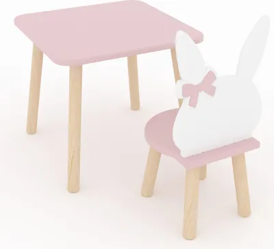Obrázek produktu pro Dekormanda-Čtvercový stolek a židlička pro miminko - růžová, bílá