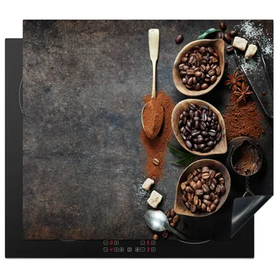 Produktbild von KitchenYeah© Herdabdeckplatte Stilleben - Kaffee - Kaffeebohnen , 60x52cm, Küche Deko, Glaskeramikkochfeld Herdabdeckung, Abdeckplatte fùr Kochfeld