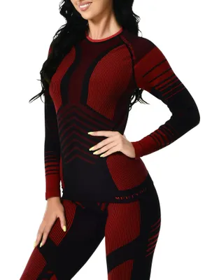 Produktbild von Thermounterwäsche Set Damen Funktionswäsche Winter Skiunterwäsche Thermounterhemd Lang Unterhose für Running Skifahren L Rot