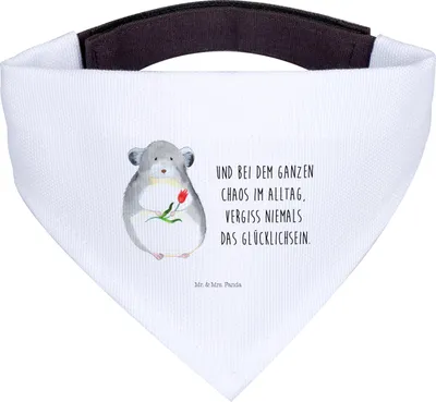 Produktbild von Mr. & Mrs. Panda Hundehalstuch Chinchilla Blume - Weiß - Geschenk, Chinchillas, Halstuch, Lustige Sprüche, Büro, Liebeskummer, Hund, Tuch, Hunde, Chaos, Kummer, Für