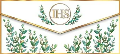 Zdjęcie produktu dla Ozdobna koperta na komunię IHS i liście