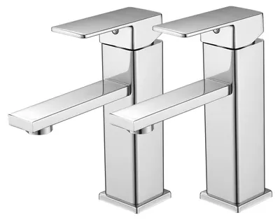 Image de Robinet d'eau pour lavabo, robinet mélangeur pour lavabo, robinet à un levier, petit robinet à une poignée, robinet pour lavabo, en acier inoxydable pour lavabo (2, chromé)