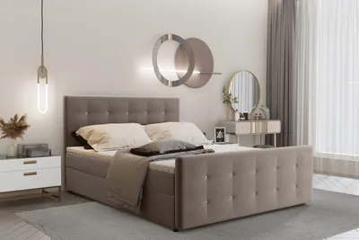 Produktbild von Kaiser Möbel Boxspringbett 160x200 mit bettkasten und matratze+topper, Schlafzimmerbett AMOR Dunkelbeige