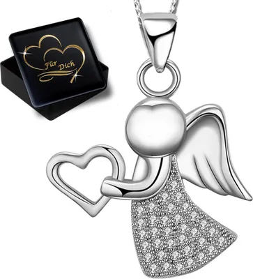 Produktbild von Damen Frauen Engel Halskette mit Anhänger echt 925 Sterling Silber K814+V11+45cm