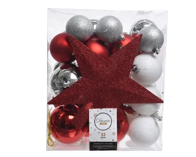Produktbild von DECORIS Weihnachtskugeln Mix 23324 bruchfest glitter 33St