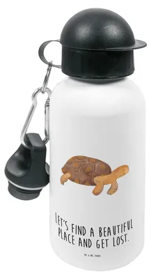 Produktbild von Mr. & Mrs. Panda Getränkeflasche Schildkröte Marschieren - Weiß - Geschenk, Neustart, Wasserflasche, Kinderflasche, Schildkröten, Trinkflasche Kinder, Lieblingsmensch