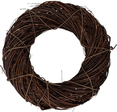 Image de Clayre & Eef 6RO0605L : Couronne de Noël en rotin naturel, dimensions 50 cm x 12 cm