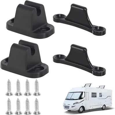 Produktbild von Türhalter Set Caravan, 2-teilig, schwarz, mit Schrauben, Türstopper für Caravan