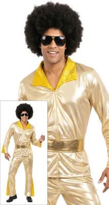 Produktbild von Cowboy Karneval Disco Kostüm Gold Outfit Anzug Party 70er Jahre Feier Accessoire, Größe: 52 - 54 (L) Farbe: Gold