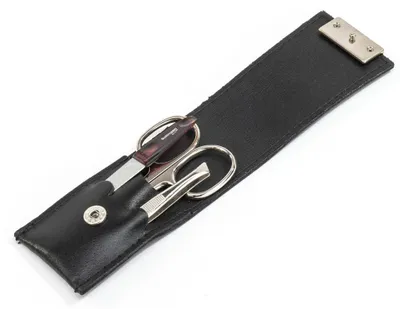 Produktbild von 3-tlg Solingen Maniküre Set mit Leder Etui, Nagelschere, Feile, Pinzette,  Germany
