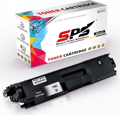 A black toner cartridge and its packaging are displayed against a white background.