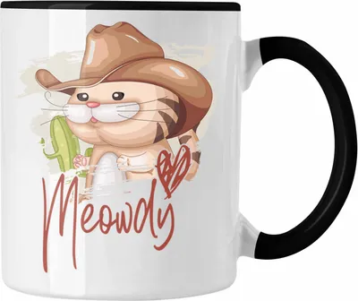 Produktbild von Trendation - Katze Tasse Geschenk Grafik für Katzenliebhaber Katzenmama Papa Meowdy (Schwarz)