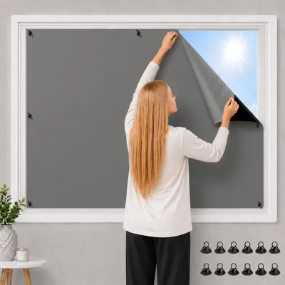Produktbild von Verdunklungsstoff ohne Bohren mit Saugnäpfen 140x254cm 100% Verdunkelung Tragbare Verdunkelungsrollo Sonnenschutz für Fenster, Dachfenster