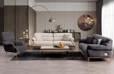 Produktbild von Modern Wohnzimmer Set Besteht aus 2x 3-Sitzer Sofas und Sessel 3tlg.