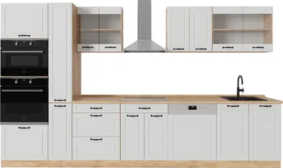 Produktbild von Küchenzeile Vicco R-Line Weiß Landhaus/Goldkraft Eiche 350 cm , AP Eiche, Model 53351