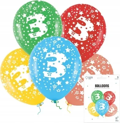 Produktbild von Ein Set Bunter Luftballons Mit Der Zahl 3 Für Eine Geburtstagsparty