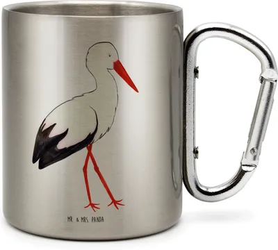 Produktbild von Mr. & Mrs. Panda Thermobecher Storch - Transparent - Geschenk, Campingtasse, Edelstahl Trinkbecher, Geburt, Baby, Teetasse, Lustige Sprüche, Edelstahltasse, thermotasse