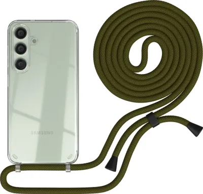 Produktbild von EAZY CASE Handykette kompatibel mit Samsung Galaxy S24, Handyhülle mit Umhängeband, Handykordel, Schutzhülle Clear, Band in Grün