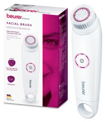 Produktbild von Beurer FC 45 elektrische Gesichtsreinigungsbürste, Tiefenreinigung für spürbar weiche & strahlende Haut, 2-stufige Rotation, Gesichtsbürste für alle Hauttypen, Wasserdicht, Weiß