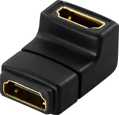 Produktbild von DeLOCK Adapter HDMI female > HDMI female 90° down, HDMI 1.3, HDMI 1.3, Schwarz